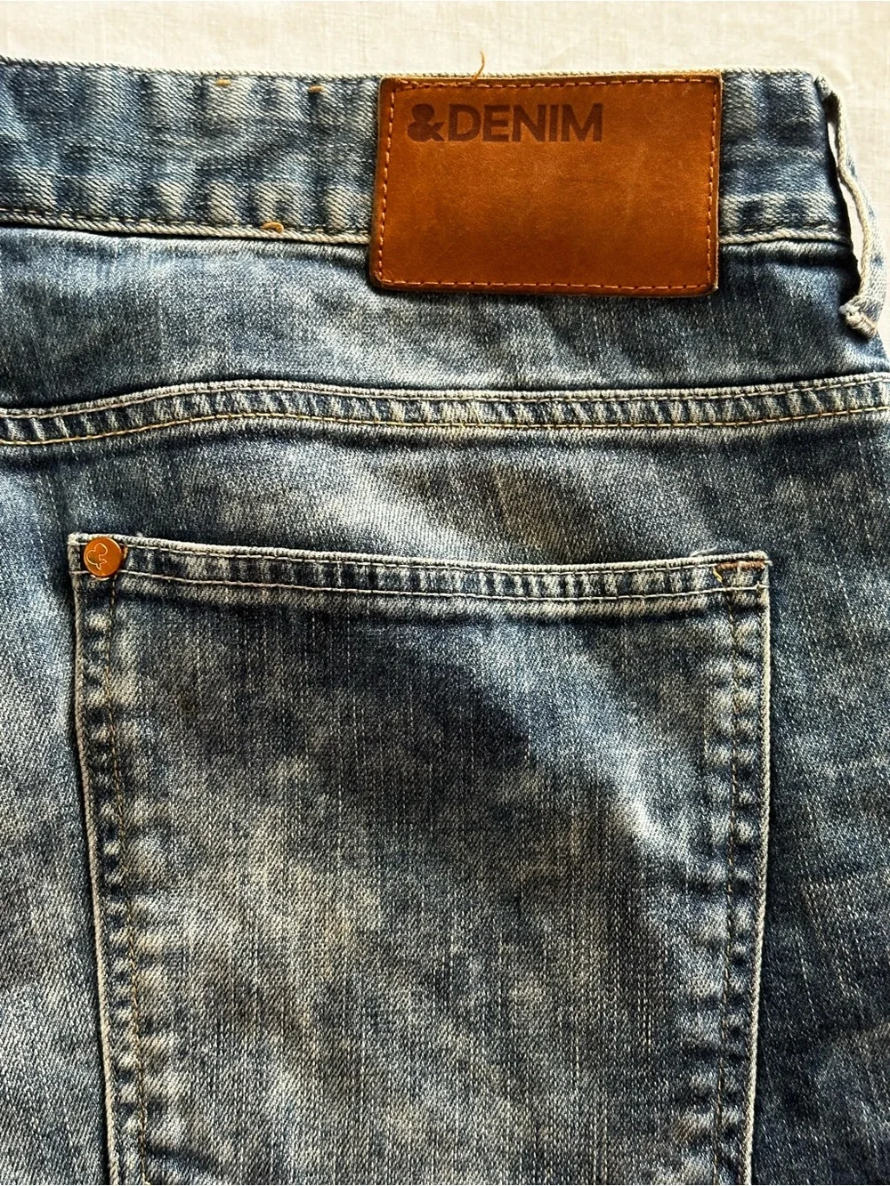 &Denim Slim Low Waist Jeans Men’s Size 36x34 Medium Wash Y2K Casual Stretch